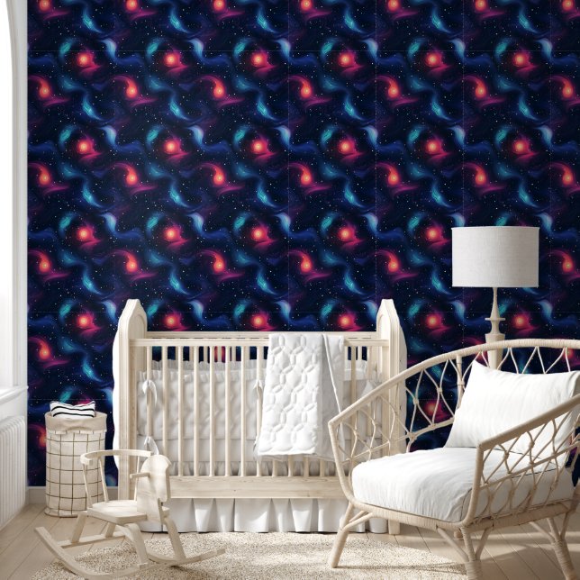 Papier Peint Motif de galaxie bleu foncé (Enfants)