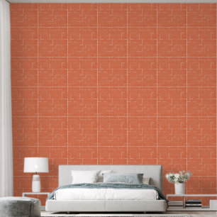 Papier Peint Motif de grille géométrique Abstrait orange chaud
