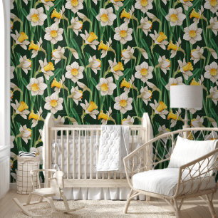 Papier Peint Motif de jonquilles blanches