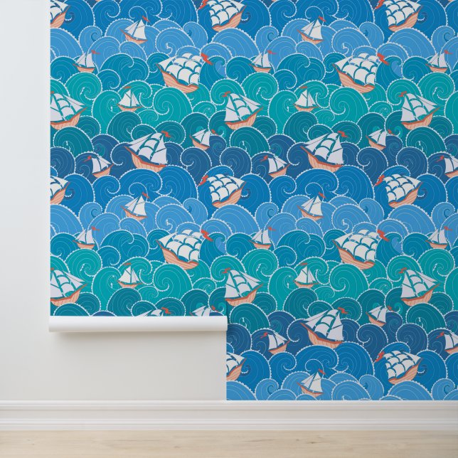 Papier Peint Motif de la mer des Rochers (Application)