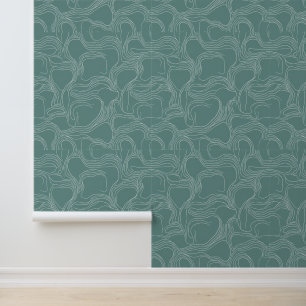 Papier Peint Motif de ligne Abstraite en Turquoise