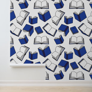 Papier Peint Motif de livres bleus de classe scolaire