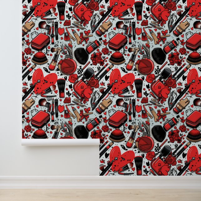 Papier Peint Motif de maquillage féminin amusant (Application)