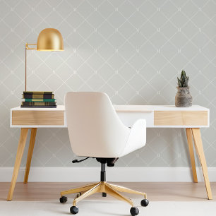 Papier Peint Motif de monogramme À damiers diagonale gris minim