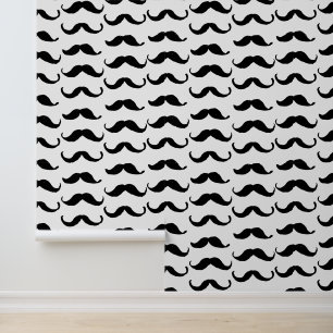 Papier Peint Motif de moustache noir et blanc