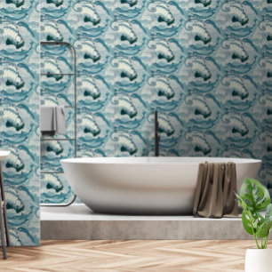 Papier Peint Motif De Navires Et Dauphins vintages