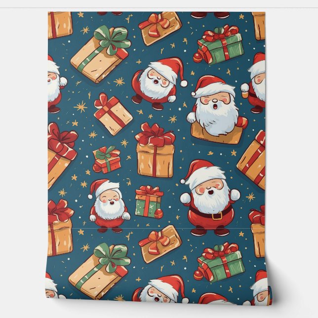 Papier Peint Motif de Noël Père Noël (Déroulement)