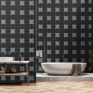 Papier Peint Motif de noeud celtique noir et blanc