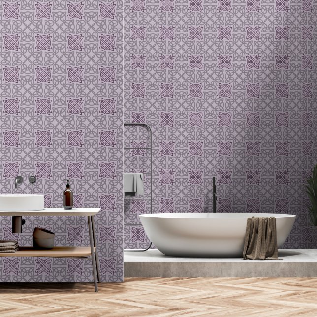 Papier Peint Motif de nœud celtique violet (Salle de bain)