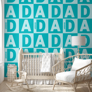 Papier Peint Motif de nom de papa bleu personnalisé
