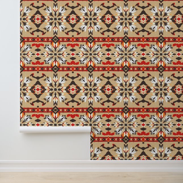 Papier Peint Motif de plumes géométriques du sud-ouest audacieu (Application)