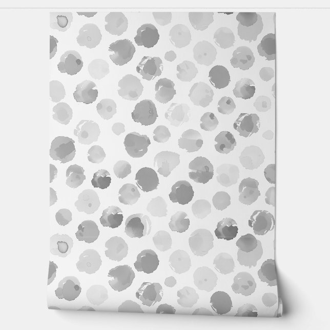Papier Peint Motif de points à l'aquarelle marron (Déroulement)