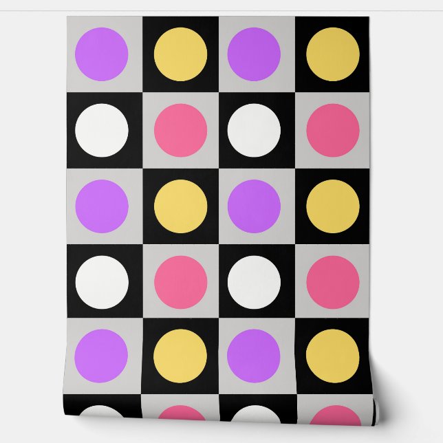 Papier Peint Motif de points de cercle géométriques (Déroulement)