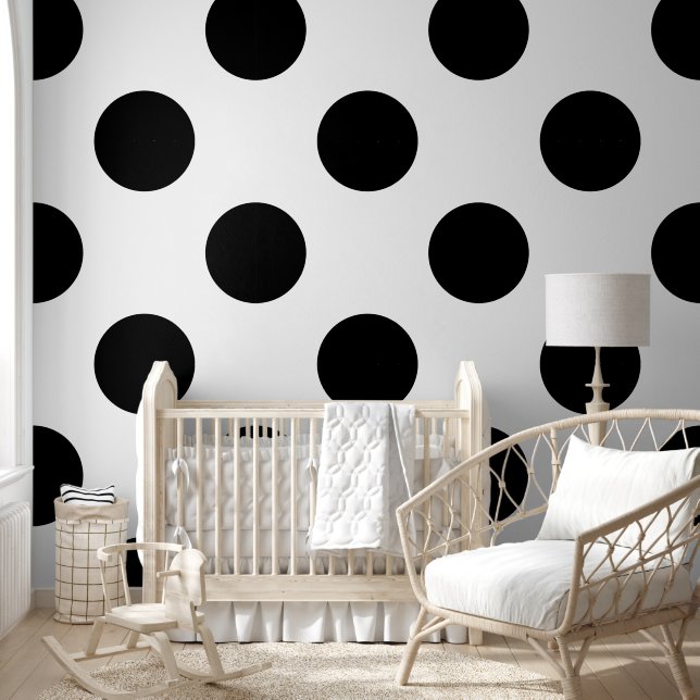 Papier Peint Motif de points Polka noir et blanc (Enfants)