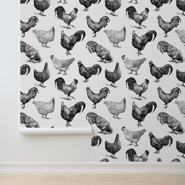 Papier Peint Motif de poulet de la ferme Retro Country (Application)