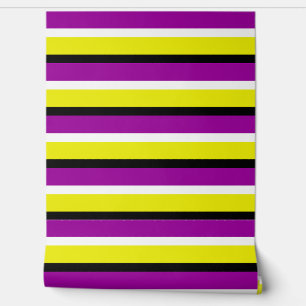 Papier Peint Motif de rayures violet jaune