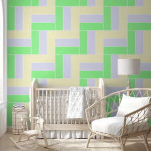Papier Peint Motif de rectangles pastel à lignes pointillées bl