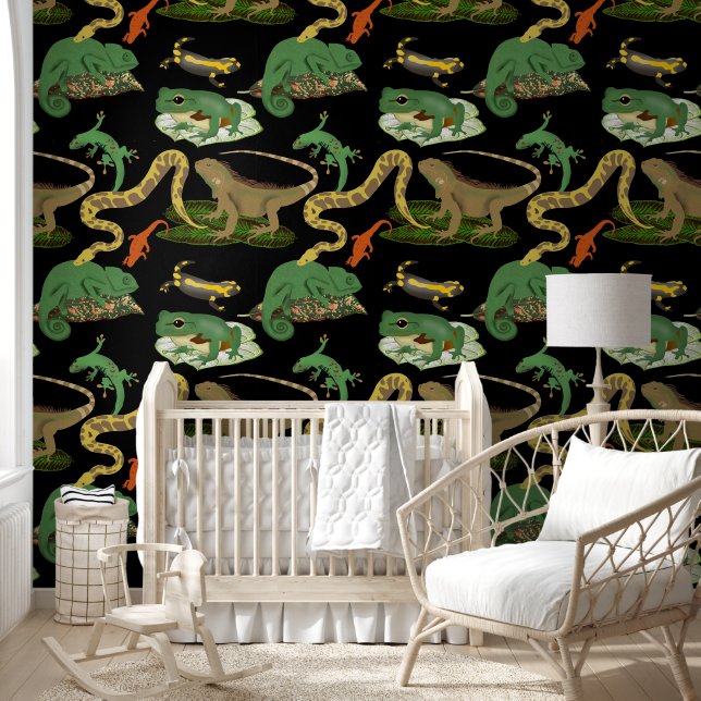 Papier Peint Motif de reptiles, lézards et amphibiens (Enfants)