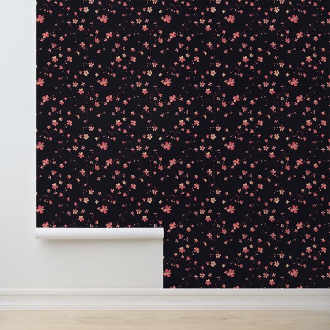 Papier Peint Motif de rêve floral foncé (Application)