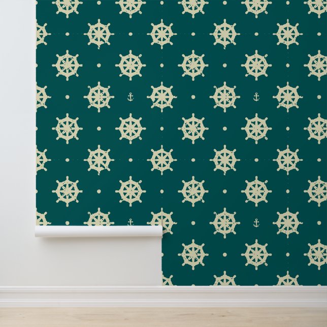 Papier Peint Motif de roue de navire vintage (Application)
