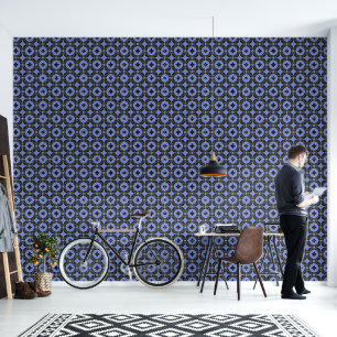 Papier Peint Motif de style Art déco en bleu et noir