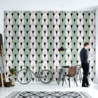 Motif de style Art déco noir sur des rayures blanc