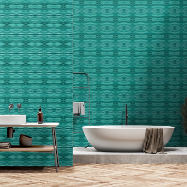 Papier Peint Motif de taille M de rides d'eau sarcelle abstrait (Salle de bain)