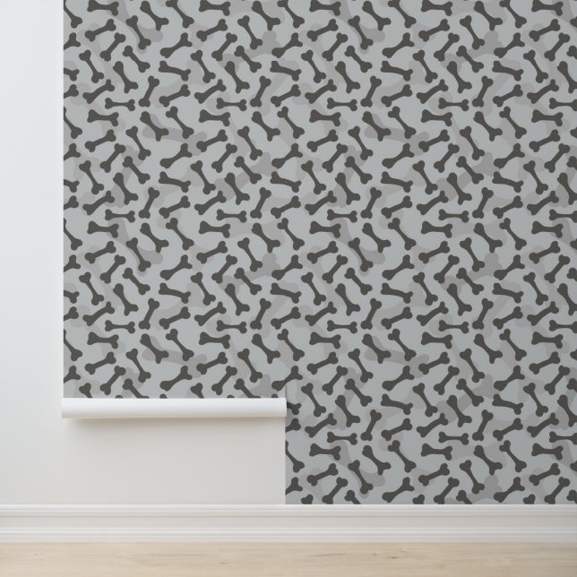 Papier Peint Motif de texture osseuse Niveaux de gris (Application)