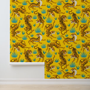 Papier Peint Motif de tigre d'or asiatique