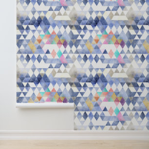 Papier Peint Motif de triangles bleu multicolore