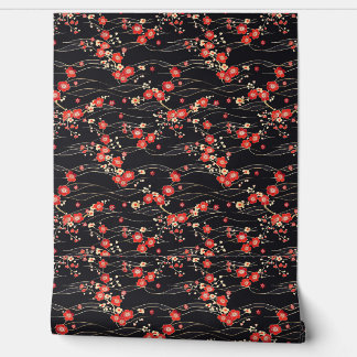 Papier Peint Motif de vague de fleurs de prune japonaise