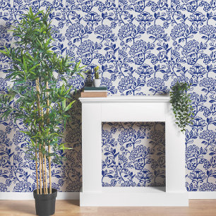 Papier Peint Motif décoratif grec bleu floral