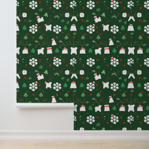 Papier Peint Motif des animaux de Noël et des bas