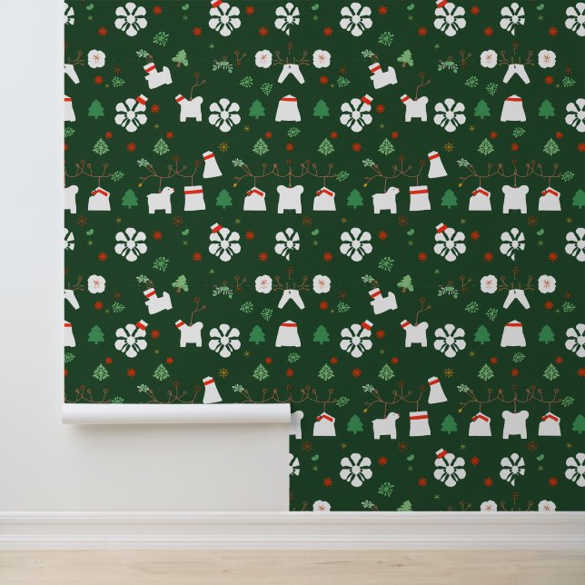 Papier Peint Motif des animaux de Noël et des bas (Application)