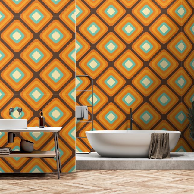 Papier Peint Motif des années 70 (Salle de bain)