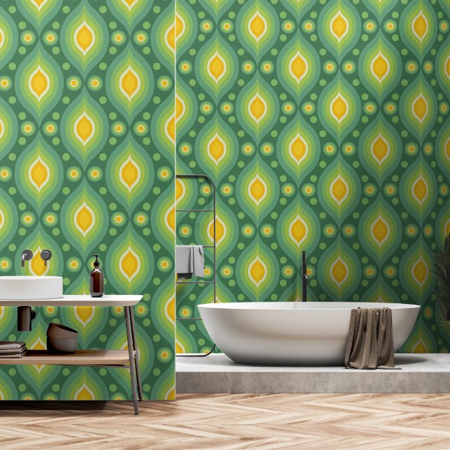 Papier Peint Motif des années 70 (Salle de bain)
