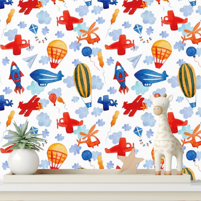 Papier Peint Motif des avions pour enfants mignons Hélicoptères (Créateur téléchargé)