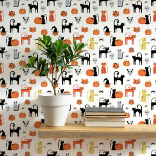 Papier Peint Motif des chats d'Halloween