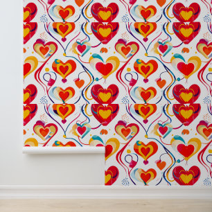 Papier Peint Motif des coeurs joueurs : une fête colorée