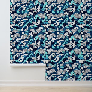 Papier Peint Motif des vagues de l'océan Abstrait dans les tons