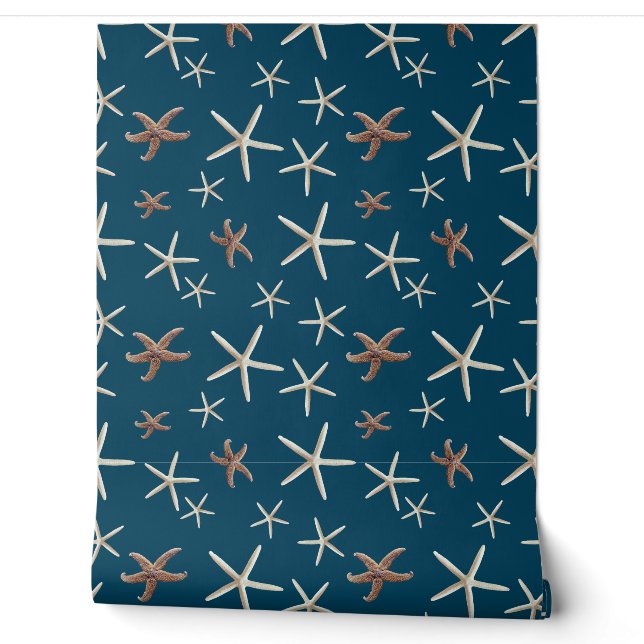 Papier Peint Motif d'étoile de mer Bleu de mer profond (Déroulement)