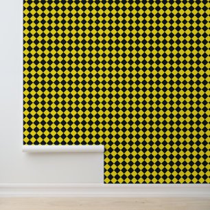 Papier Peint Motif diamant à carreaux jaune noir