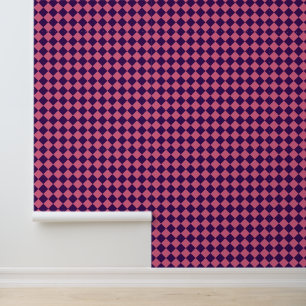 Papier Peint Motif diamant à carreaux rose violet