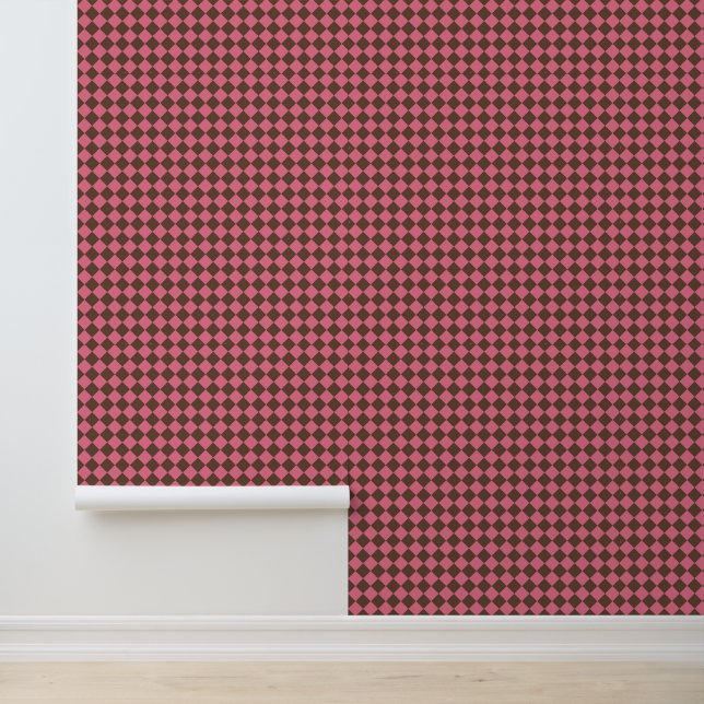 Papier Peint Motif diamant de Checker Brown rose (Application)