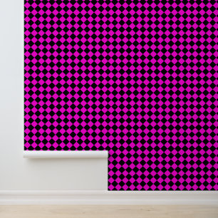 Papier Peint Motif diamant rose noir Checker