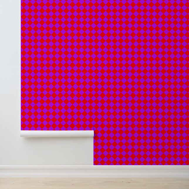 Papier Peint Motif diamant rouge pourpre Checker (Application)