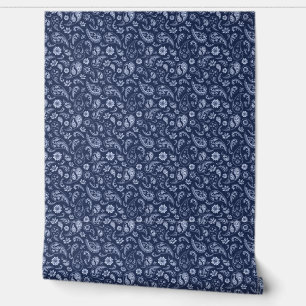 Papier Peint Motif d'impression bleu et blanc Vintage Paisley