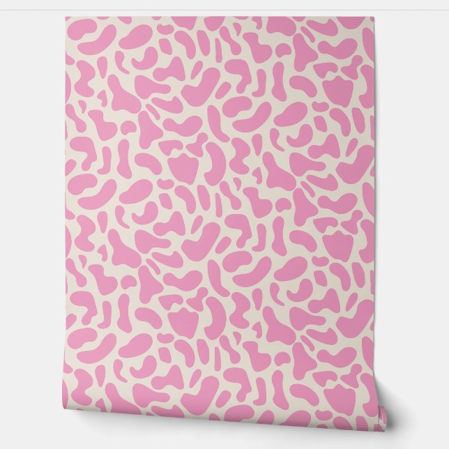 Papier Peint Motif d'impression de vache Abstraite rose chaud (Déroulement)