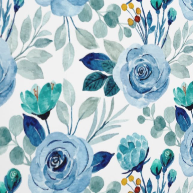 Papier Peint Motif d'impression Floral Aquarelle bleue (Couture)