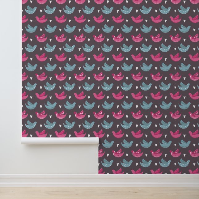 Papier Peint motif d'oiseaux colorés (Application)